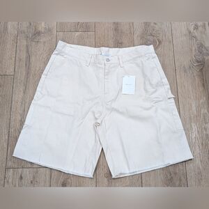 $348 Mens John Elliott Cut-Off Cotton Work Shorts Natural XL